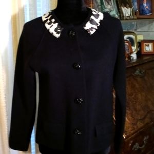 J Crew Sweater Calf skin Collar